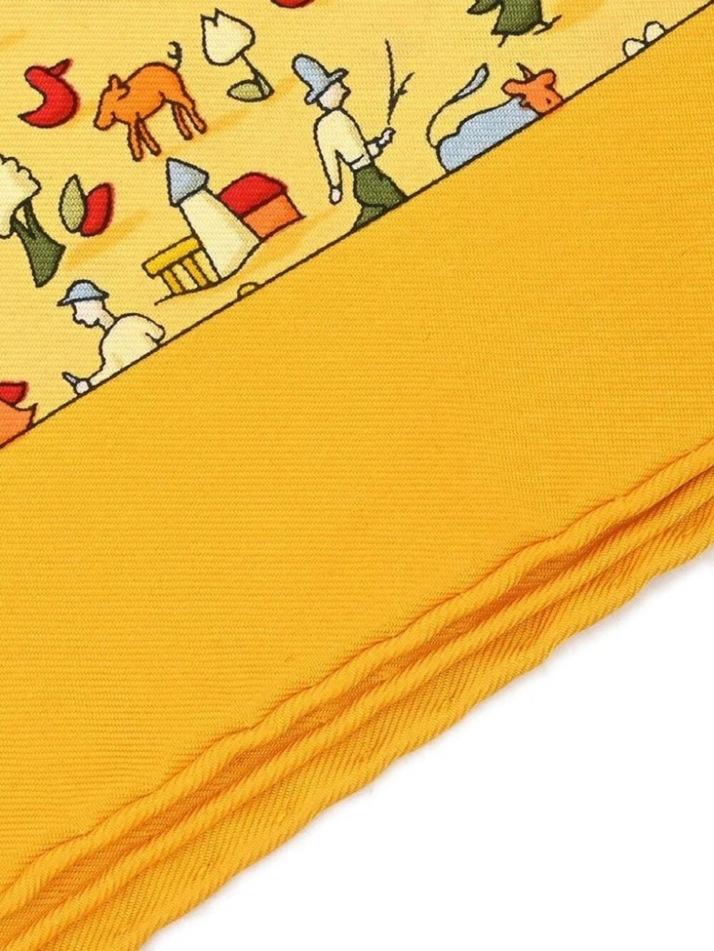 Hermes Scarf Petite Carre Farm Life Yellow Small Good 188046 - Picture 4 of 10